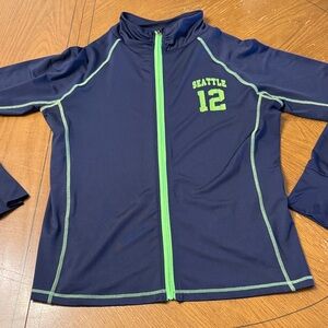 Seattle Seahawks 12th Man Active Bicyclist Full Zip Top Navy Lime Green 2XL